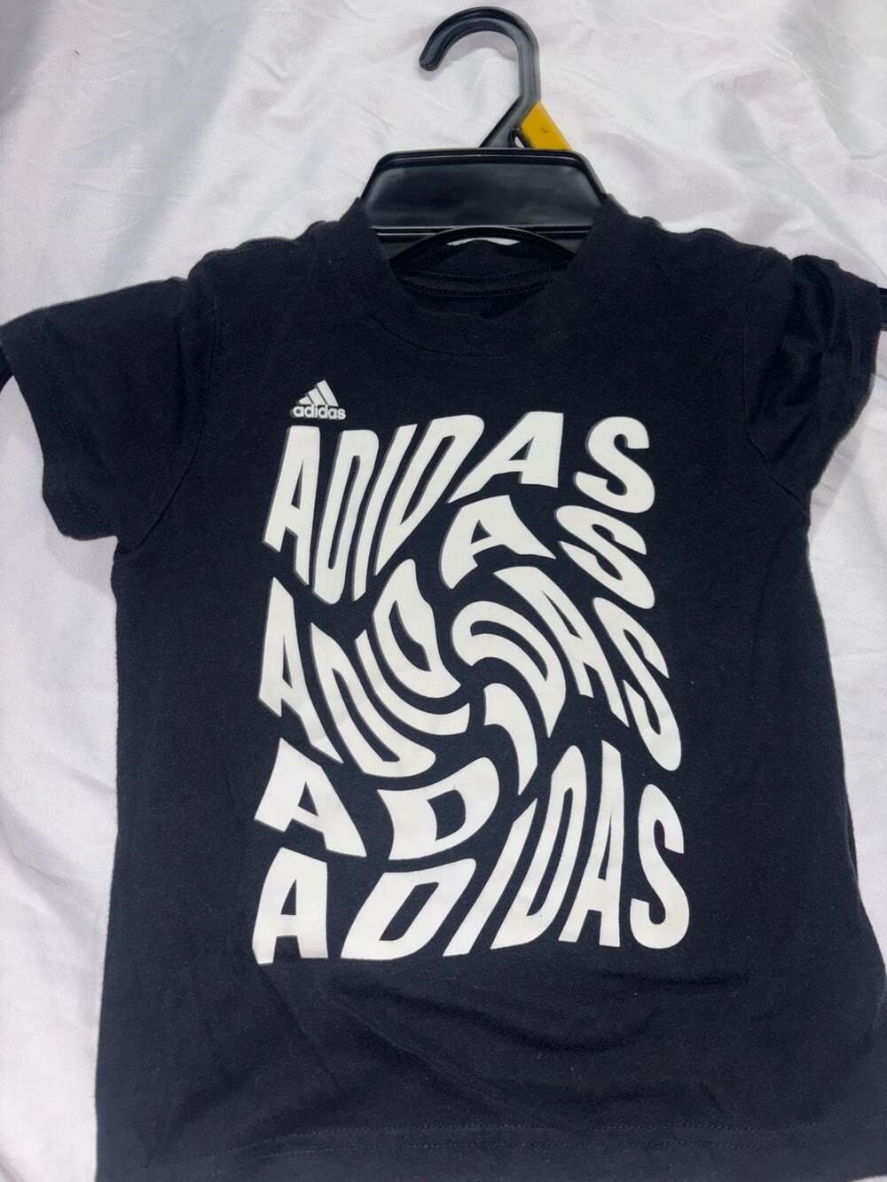 Adidas Warped Logo Graphic T-Shirt Size 3T Black Short Sleeve